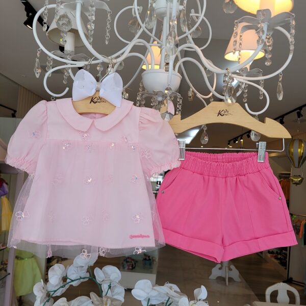 CONJUNTO BATA EM TULE BORDADO URSINHOS