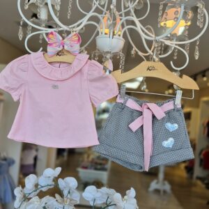 CONJUNTO BLUSA TRICOLINE E SHORT XADREZ