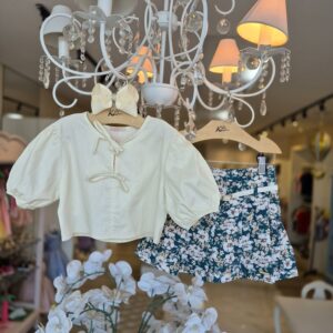 CONJUNTO CROPPED EM LINHO SAIA EM TECIDO