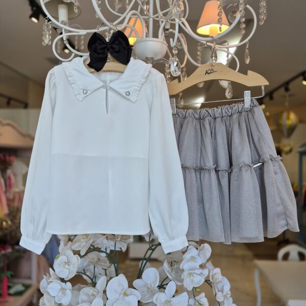 CONJUNTO LUXO SAIA E BLUSA MANGA LONGA