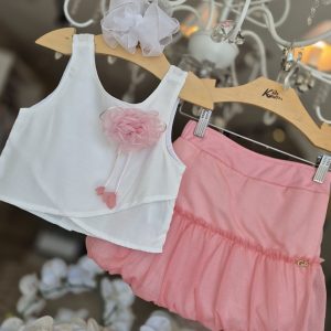 CONJUNTO SAIA E BLUSA COM FLOR LUXO